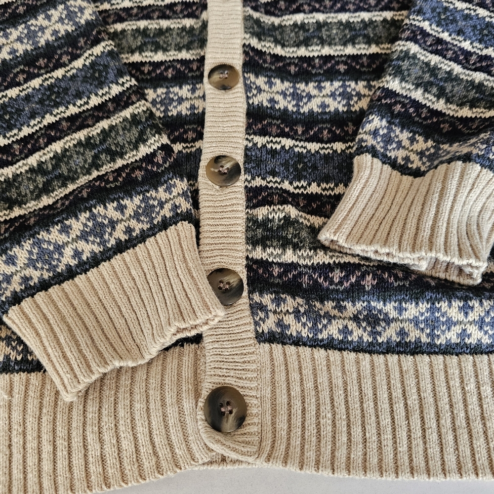 Vtg Blake&Manley Fair Isle Knit Button Front Cardigan Sweater L Eclectic Grandpa - Picture 7 of 9